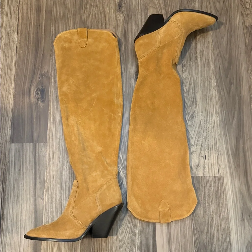 Free People Suede Triple Crown Tall Soft Over the Knee Slouchy Boots 9